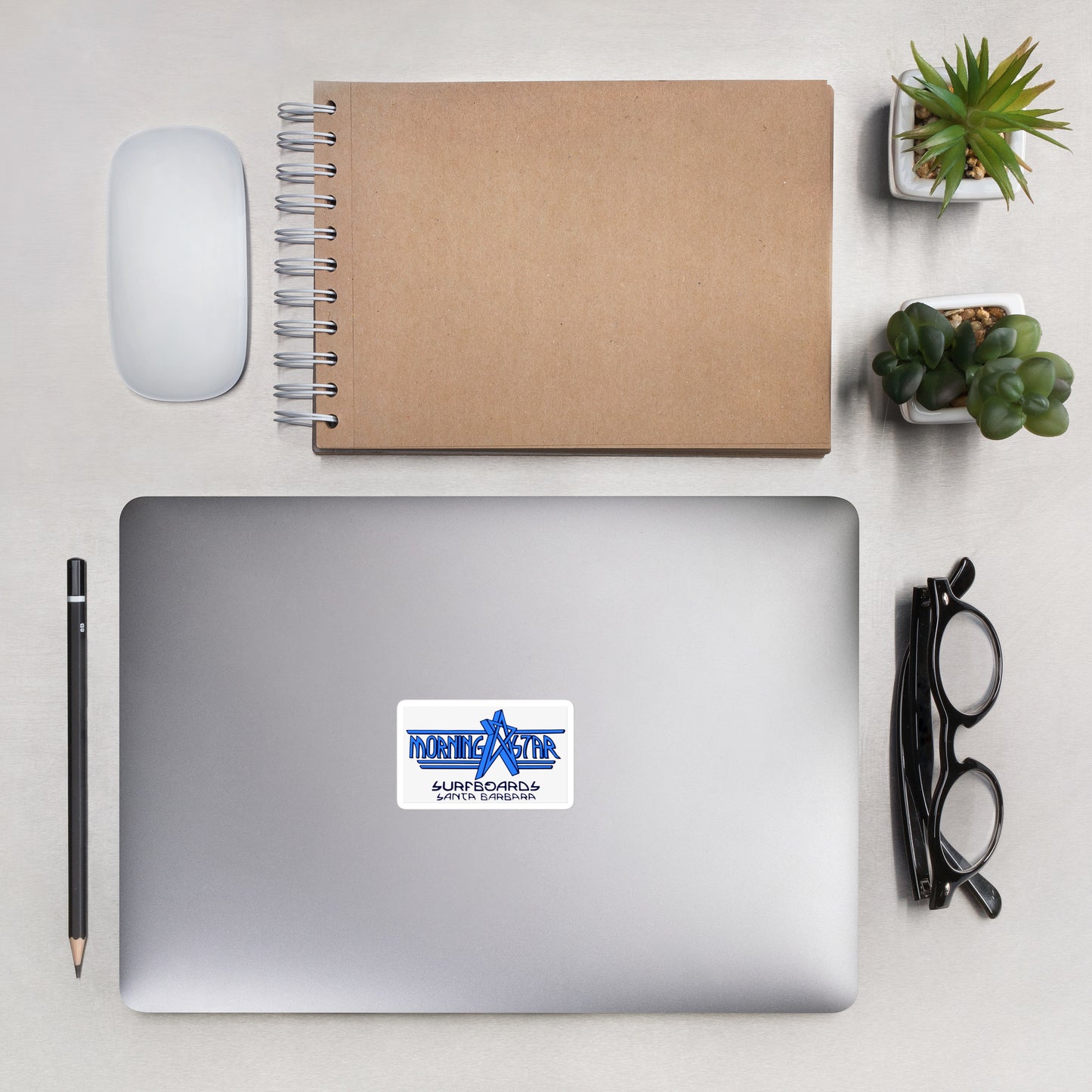 Morning Star Surfboard Logo Blue Bubble-free stickers
